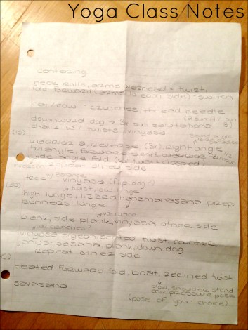 Yoga Class Notes