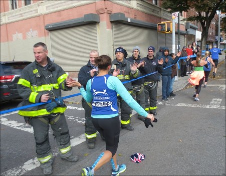 Firefighters high five